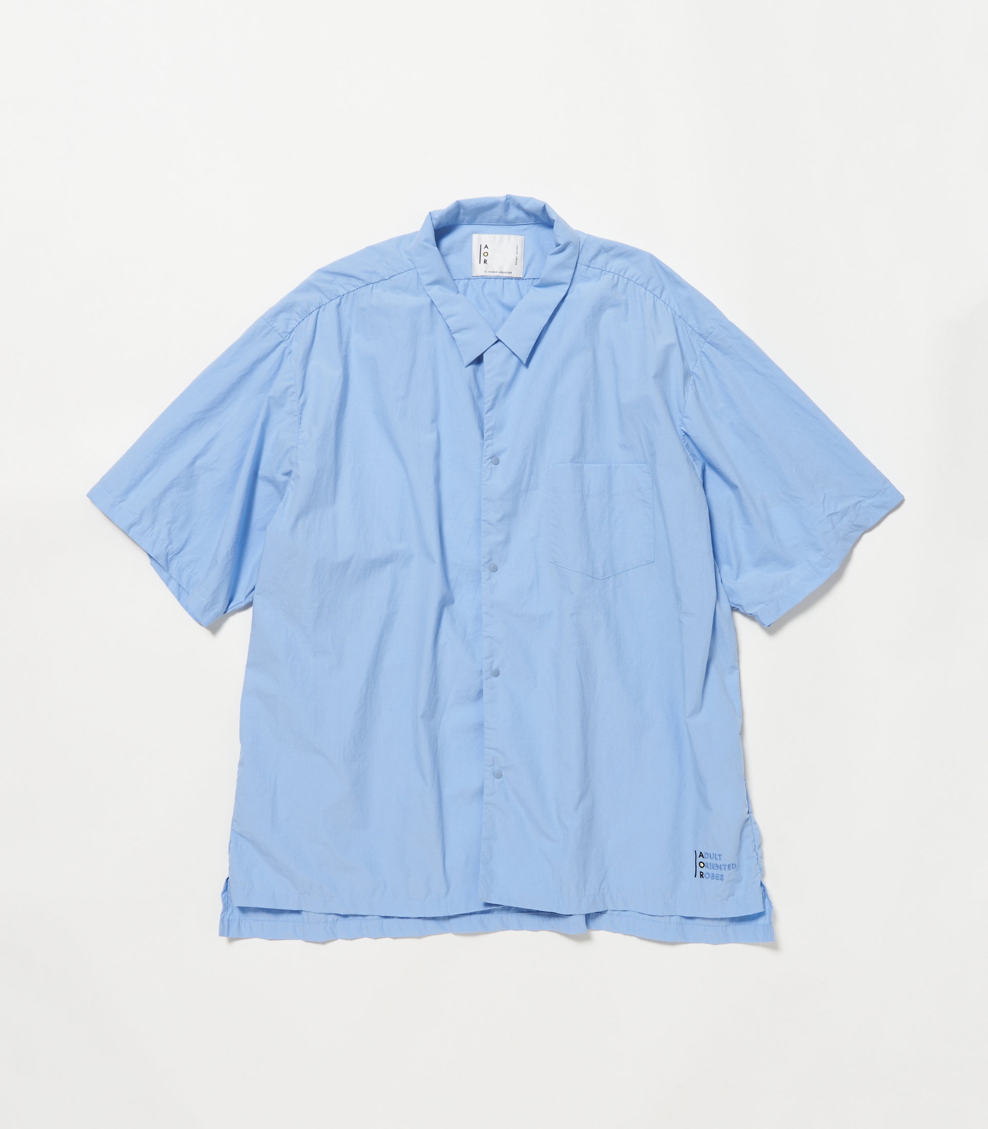画像をギャラリービューアに読み込む, Open Collar Puckering Shirt SAX BLUE
