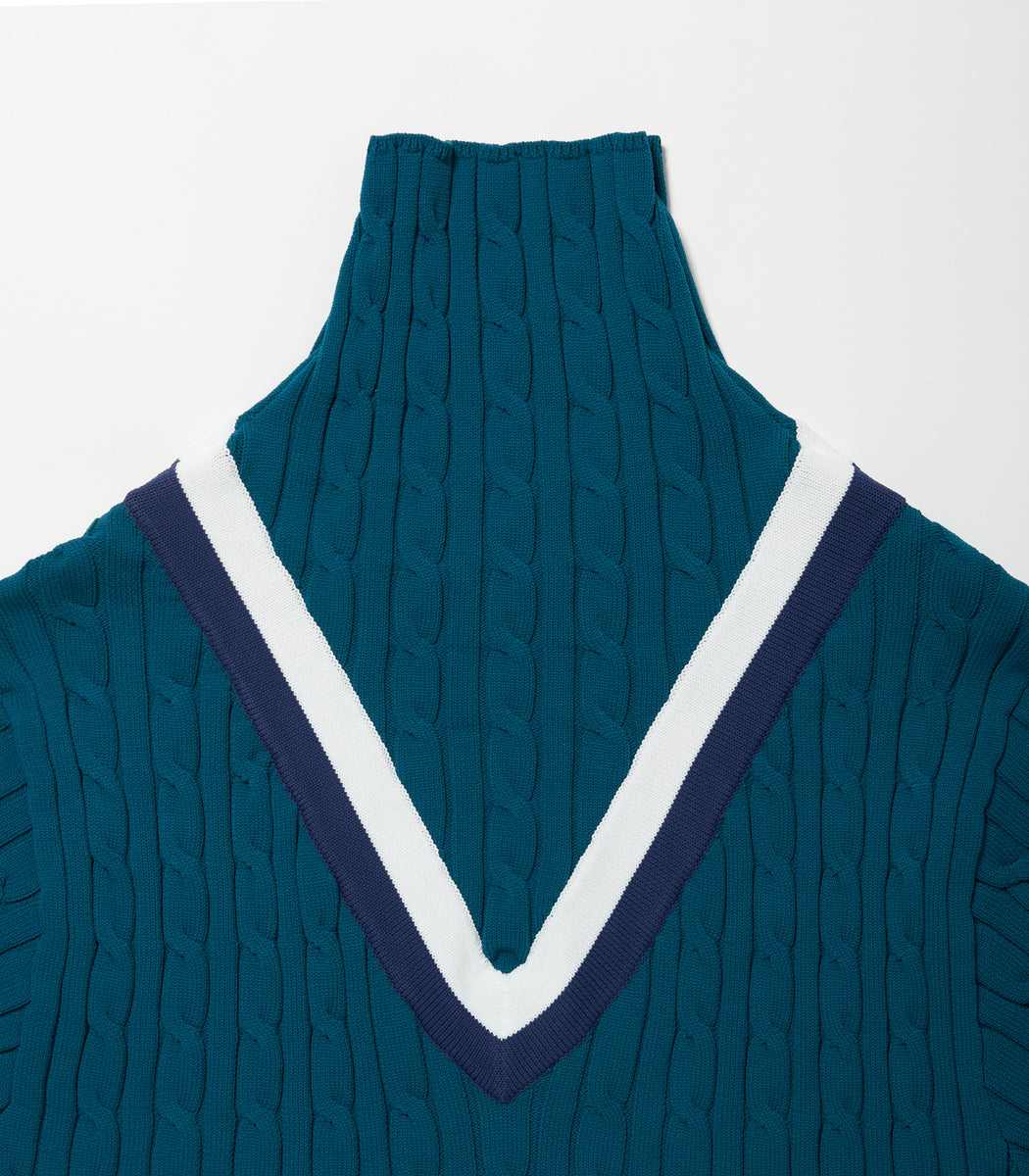 Load image into Gallery viewer, High neck Cable Knit GREEN
