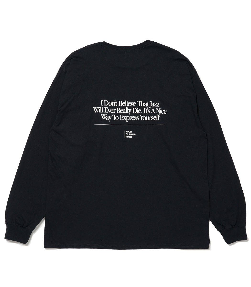 画像をギャラリービューアに読み込む, JAZZ Message Print L/S T-Shirt BLACK×WHITE
