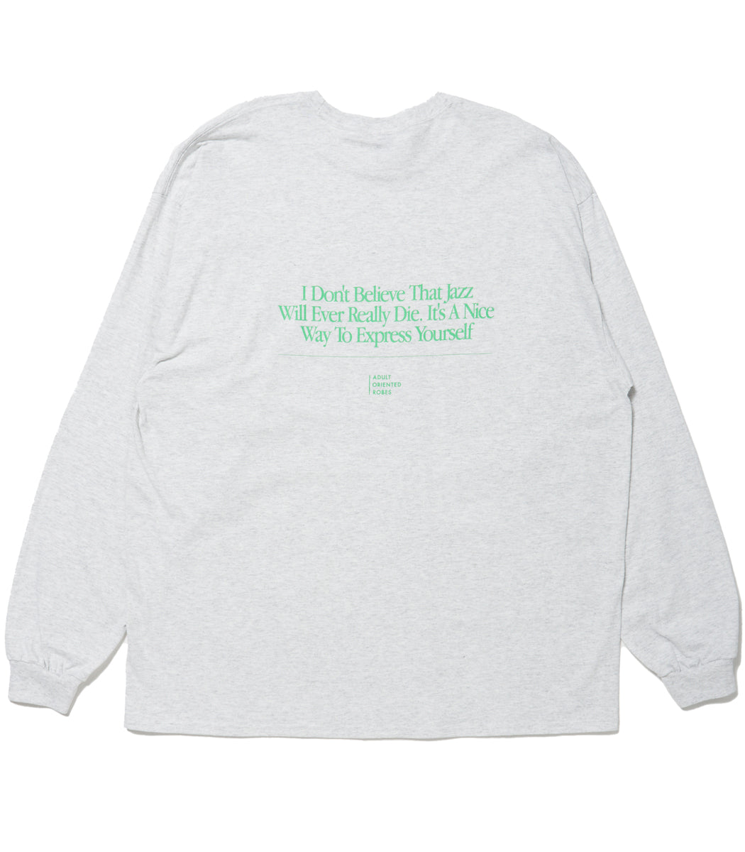 이미지를 갤러리 뷰어에 로드 , JAZZ Message Print L/S T-Shirt HEATHER GRAY×GREEN
