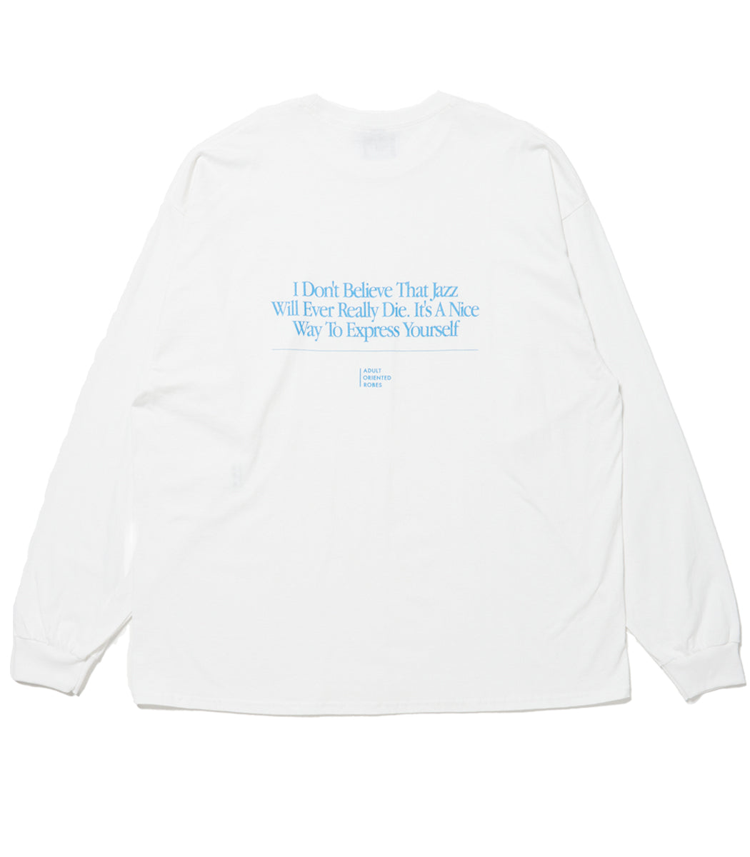 이미지를 갤러리 뷰어에 로드 , JAZZ Message Print L/S T-Shirt WHITE×BLUE
