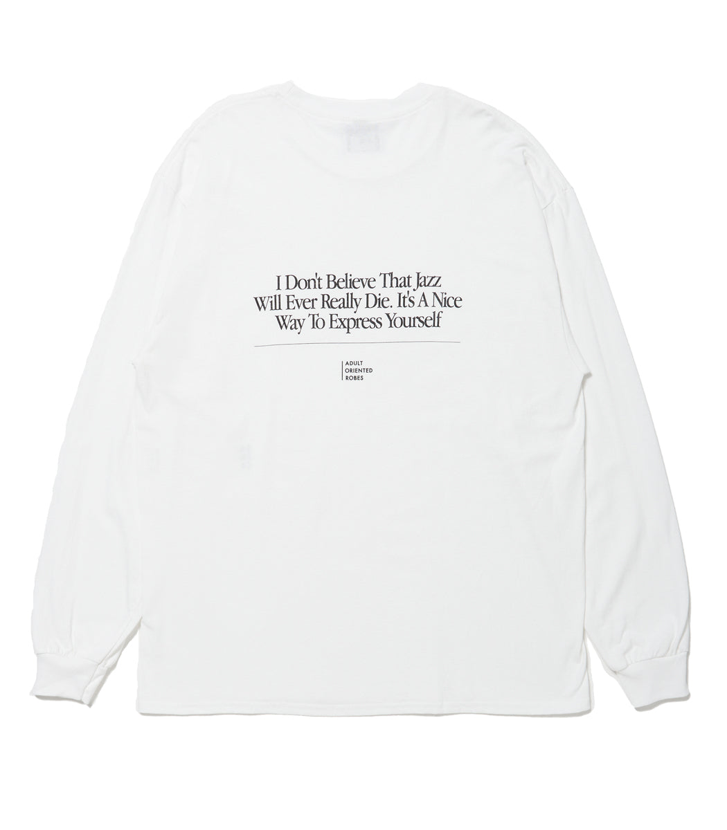 画像をギャラリービューアに読み込む, JAZZ Message Print L/S T-Shirt WHITE×BLACK
