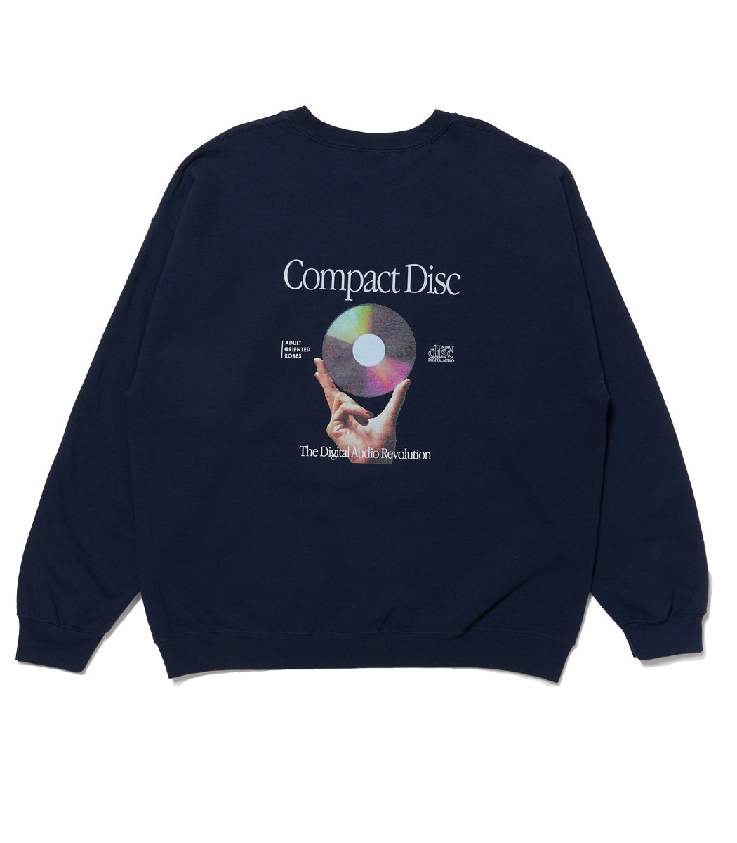 将图片加载到图库查看器，Compact Disc Print Sweat Shirt NAVY
