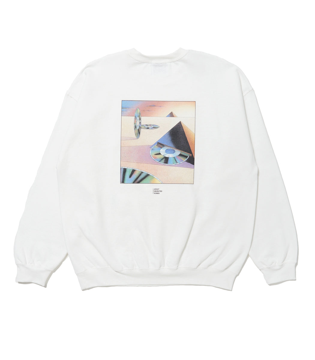 将图片加载到图库查看器，New Wave CD Print Sweat Shirt WHITE
