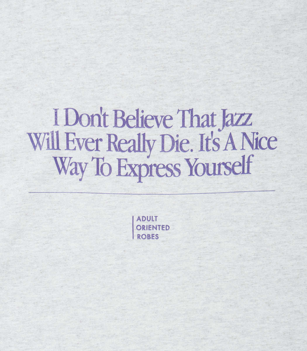 Load image into Gallery viewer, JAZZ Message Print L/S T-Shirt HEATHER GRAY×PURPLE
