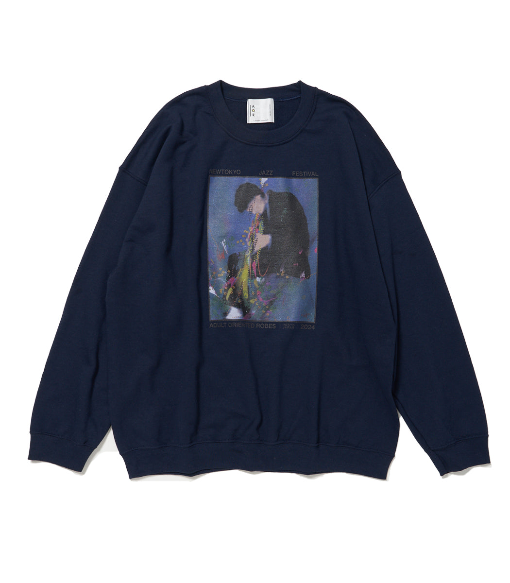 画像をギャラリービューアに読み込む, JAZZ Print Sweat Shirt NAVY
