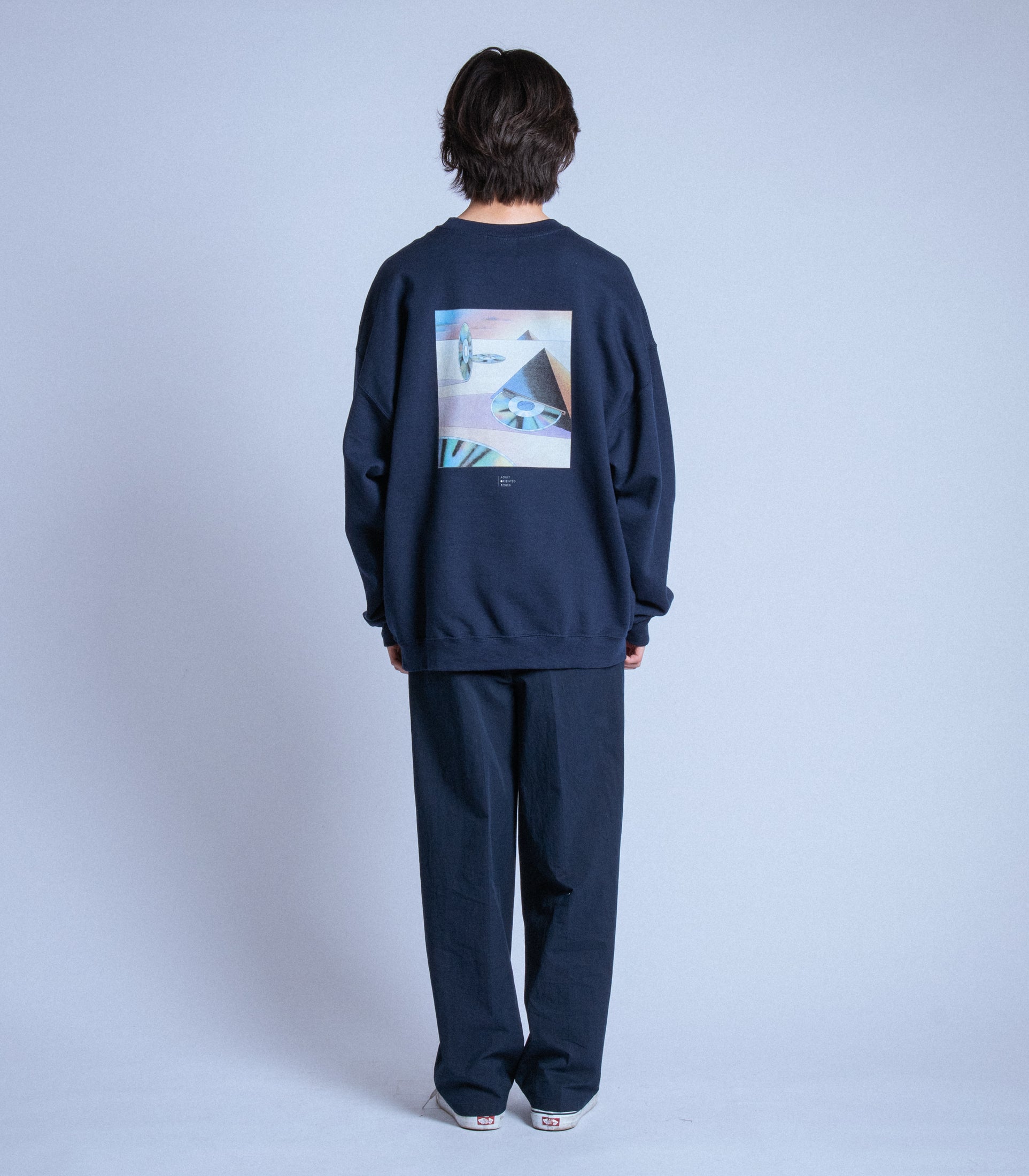 将图片加载到图库查看器，New Wave CD Print Sweat Shirt NAVY
