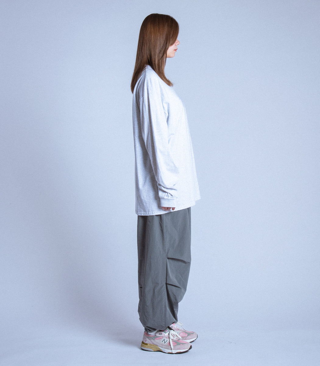 이미지를 갤러리 뷰어에 로드 , JAZZ Message Print L/S T-Shirt HEATHER GRAY×PURPLE
