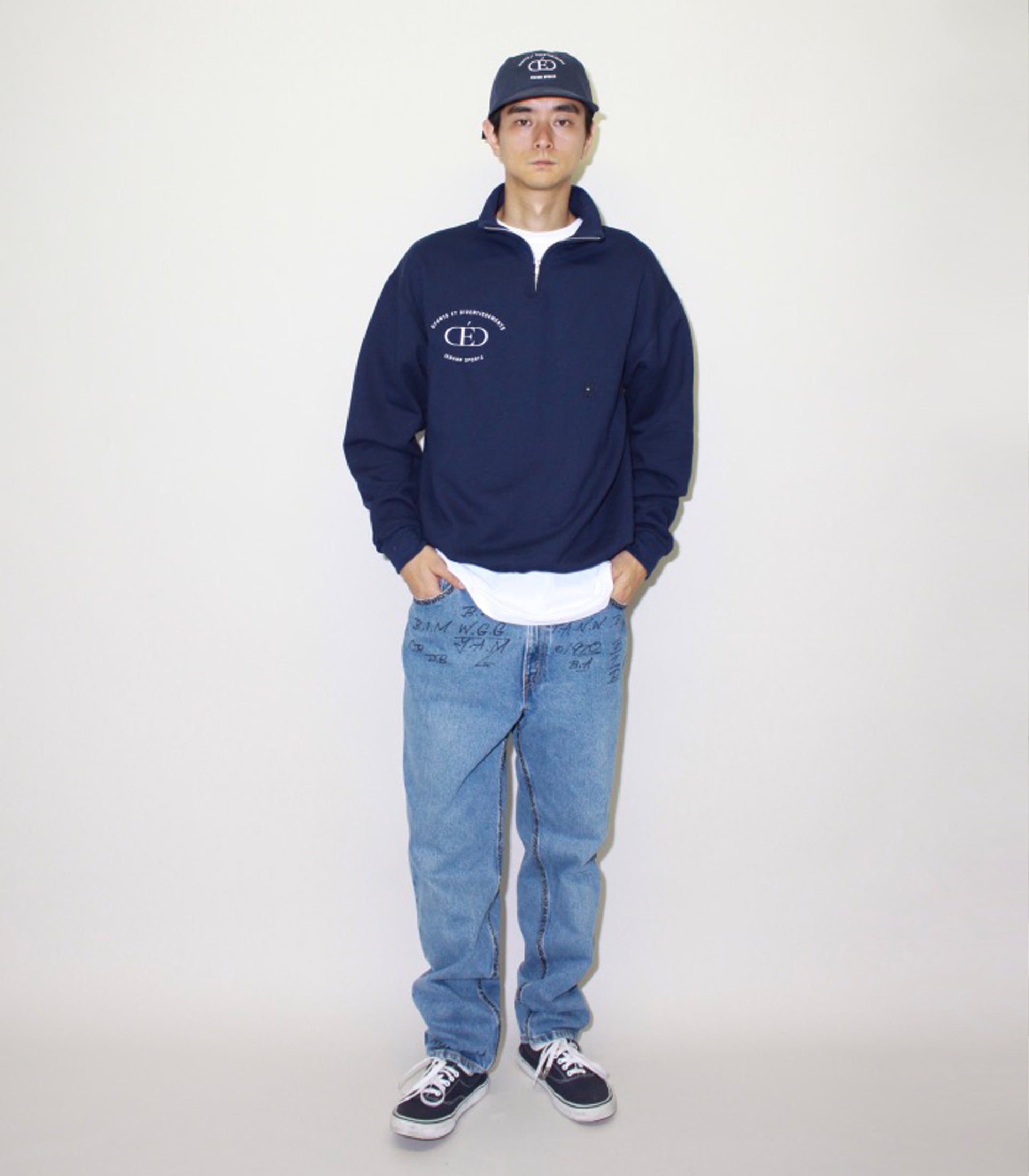 画像をギャラリービューアに読み込む, IENAOR Zip Up Sweat NAVY
