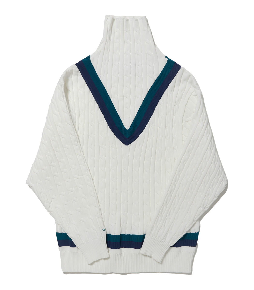 Load image into Gallery viewer, High neck Cable Knit WHITE
